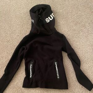 Superdry Gym Tech Cowl Hoodie with White Logo Accents